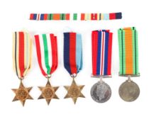 A group of five WWII medals.