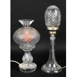 Two 20th century cut-glass table lamps.