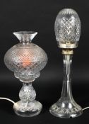 Two 20th century cut-glass table lamps.