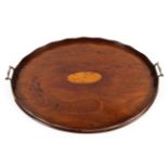 A Georgian inlaid mahogany twin handled butler's tray.