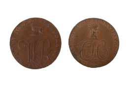 Two half d tokens: 1794 Hawkeurst;