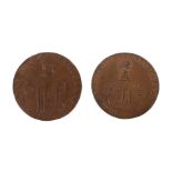 Two half d tokens: 1794 Hawkeurst;