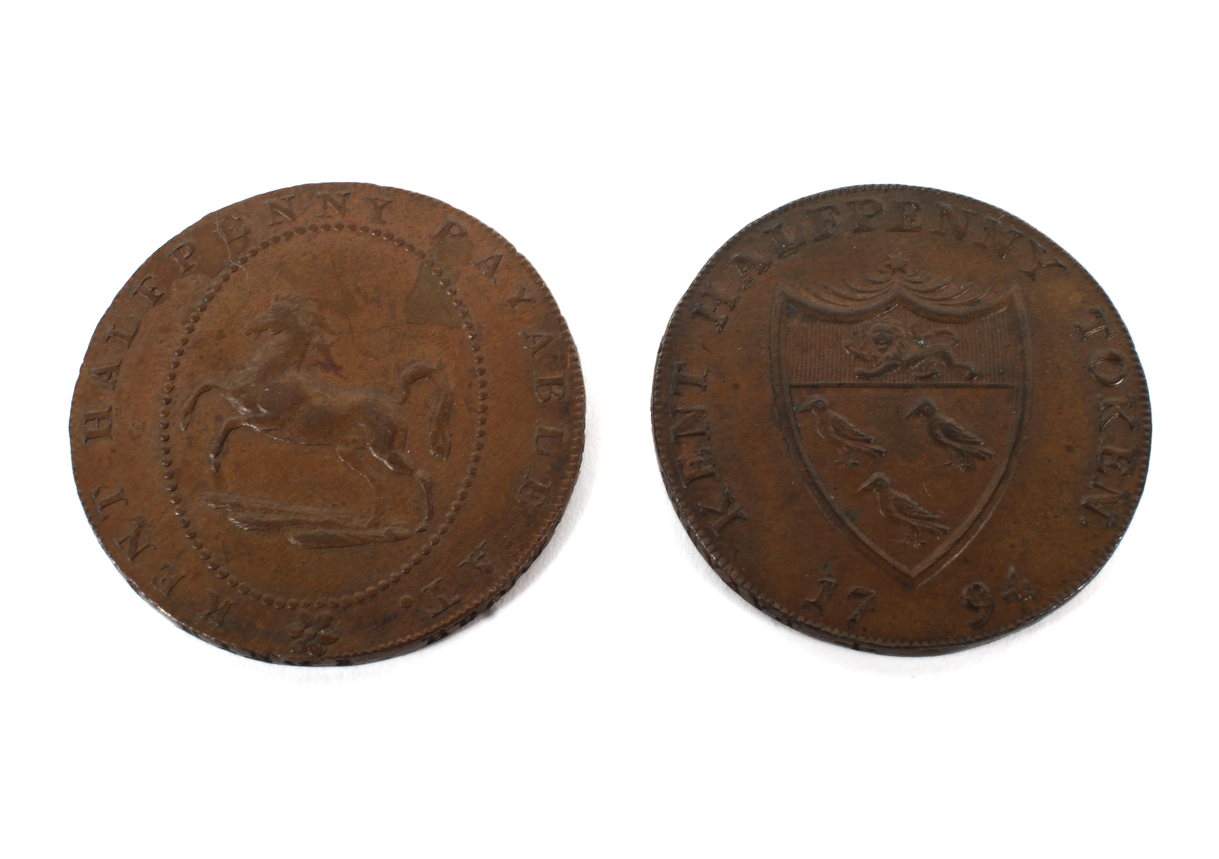 Two Kent 1794 half tokens