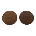 Two Kent 1794 half tokens