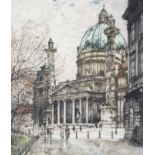 After Tanna Kasimir-Hoernes (Austrian, 1887-1972), Karlskirche, Vienna, coloured etching.