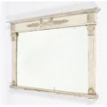 An Edwardian painted overmantel mirror.
