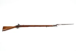 A 19th century British musket with original socket bayonet, possibly an Enfield.