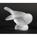 A modern Lalique frosted glass model of a dove.
