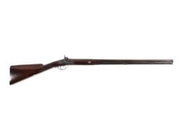 A 19th century Westley Richards percussion cap shotgun, with damascus detailed barrel,