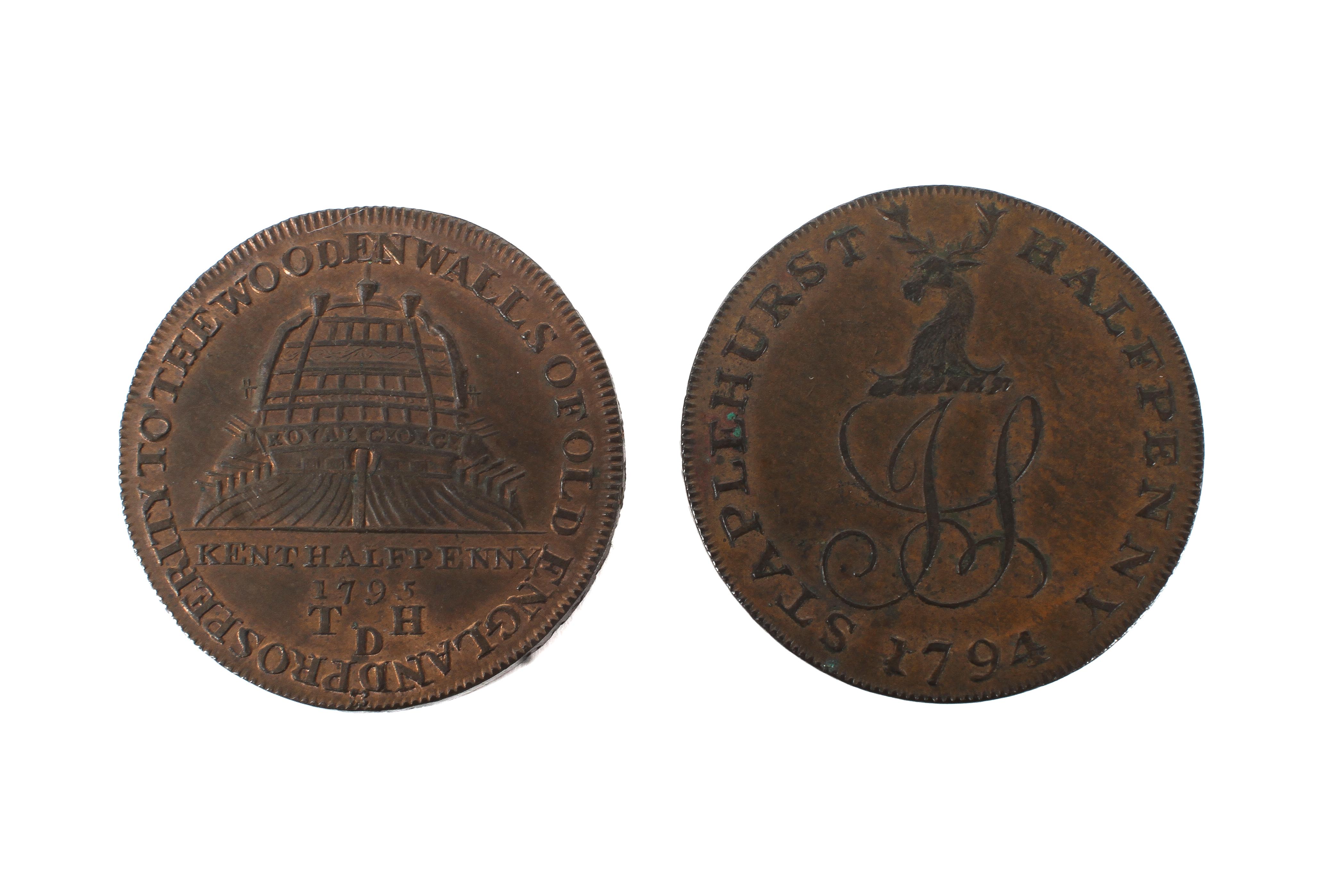 Two half d penny tokens: 1794 Staplehurst; - Image 2 of 2