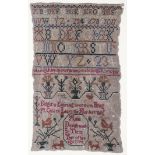 An 18th century needlework sampler.