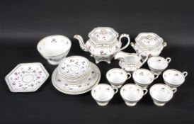A mid-19th century Rockingham-style porcelain tea service. Iron-red pattern no.