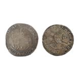 Two coins: Charles I half crown;