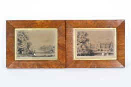 After Edward Lear (1812-1888), two framed lithographs of views of Knowsley Hall.