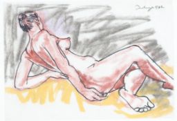 Hugo Dachinger (1908-1996), Reclining Female Nude, chalks, charcoal and wash on paper.