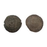 Two coins: Henry VIII groat;