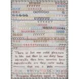 A 19th century needlework sampler.