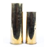 Two 20th century brass military shell cases.