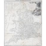 A 19th century Fairburn's Travelling Handkerchief printed with a Map of England and Wales.