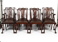 A set of eight James Phillip and sons Bristol mahogany Chippendale style dining chairs.