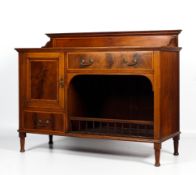 An Edwardian inlaid mahogany sideboard.