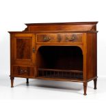 An Edwardian inlaid mahogany sideboard.