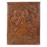 A oak carved panel of unusual design depicting a Centaur.
