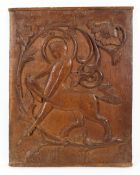 A oak carved panel of unusual design depicting a Centaur.