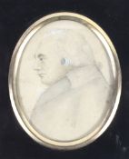 A Georgian framed miniature pencil portrait of a gentleman.