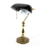A 20th century brass banker's style desk lamp.