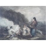 After George Morland (1762/63-1804), The Fern Gatherers, mezzotint.