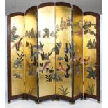 A Chinese lacquered six-fold screen.