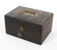 A 19th century black leather lockable desk organiser.