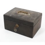 A 19th century black leather lockable desk organiser.