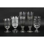 Five 19th/20th century glass vases.