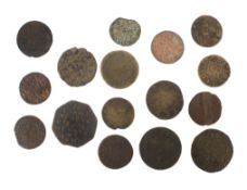 Sixteen 17th century farthings and half pennies