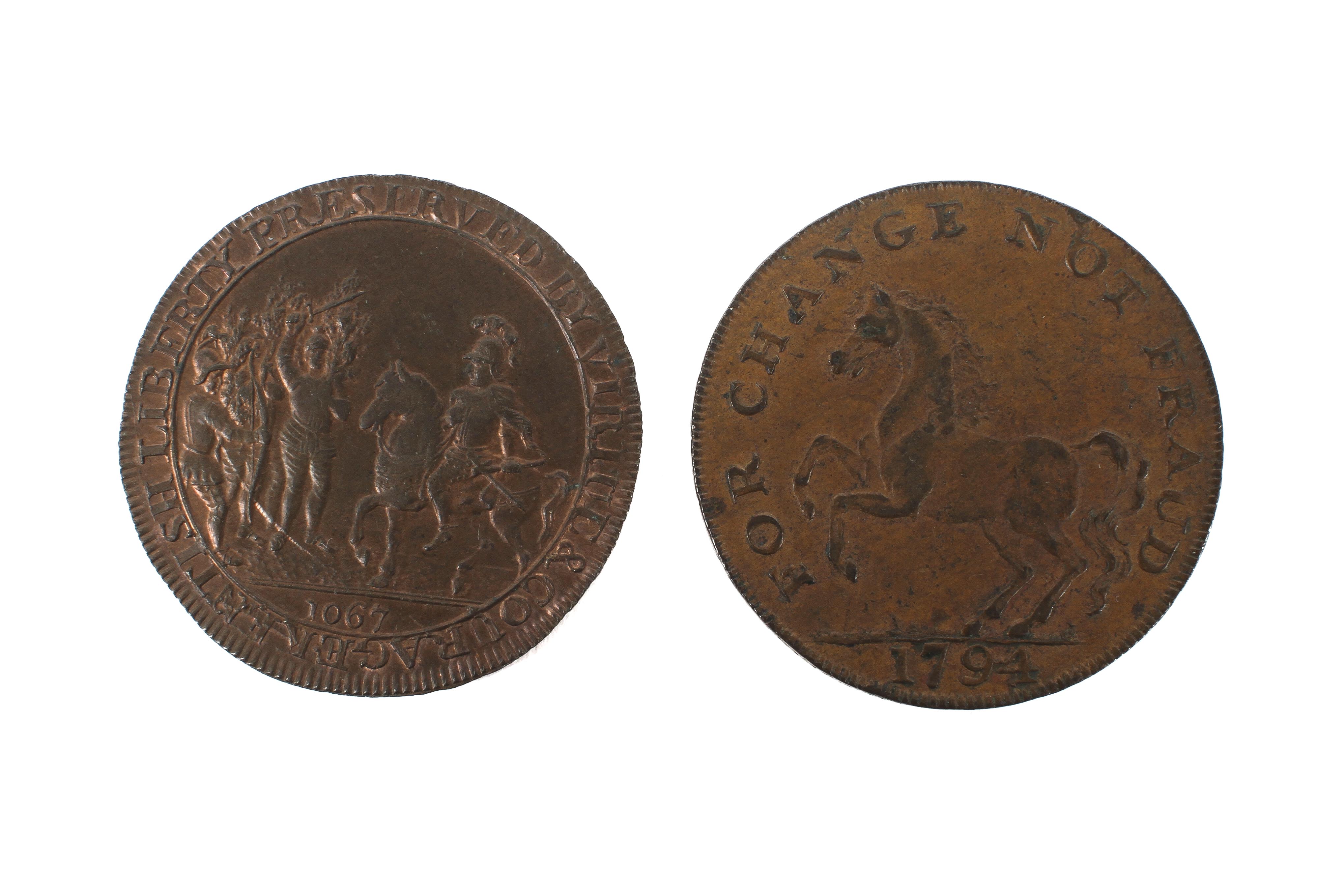 Two half d penny tokens: 1794 Staplehurst;
