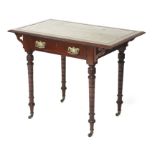 An Edwardian mahogany single drawer side table/desk.