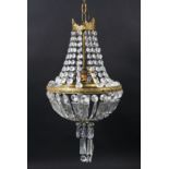 An Edwardian glass and gilt metal pendant light.