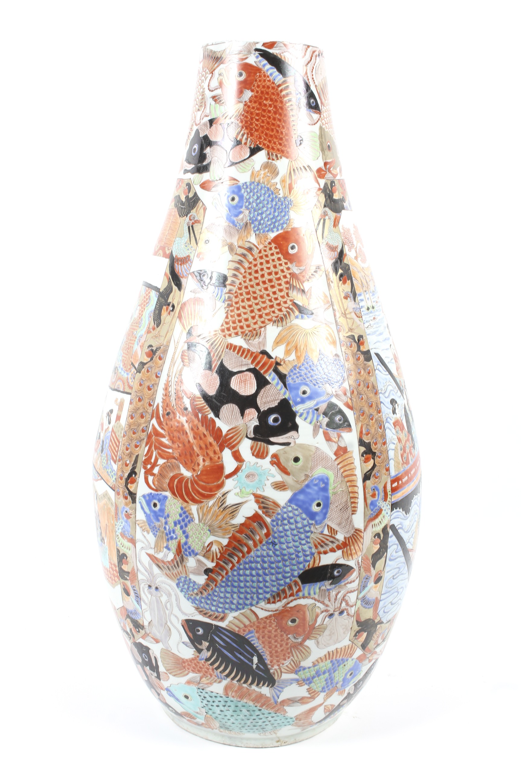 A late 19th century Japanese porcelain large oviform hall vase.