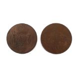 Two half d tokens: Maidstone 1795;