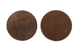 Two half d tokens: Maidstone 1795;