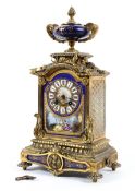 A late 19th century Sevres-style gilt-metal mounted 8-day mantel clock.