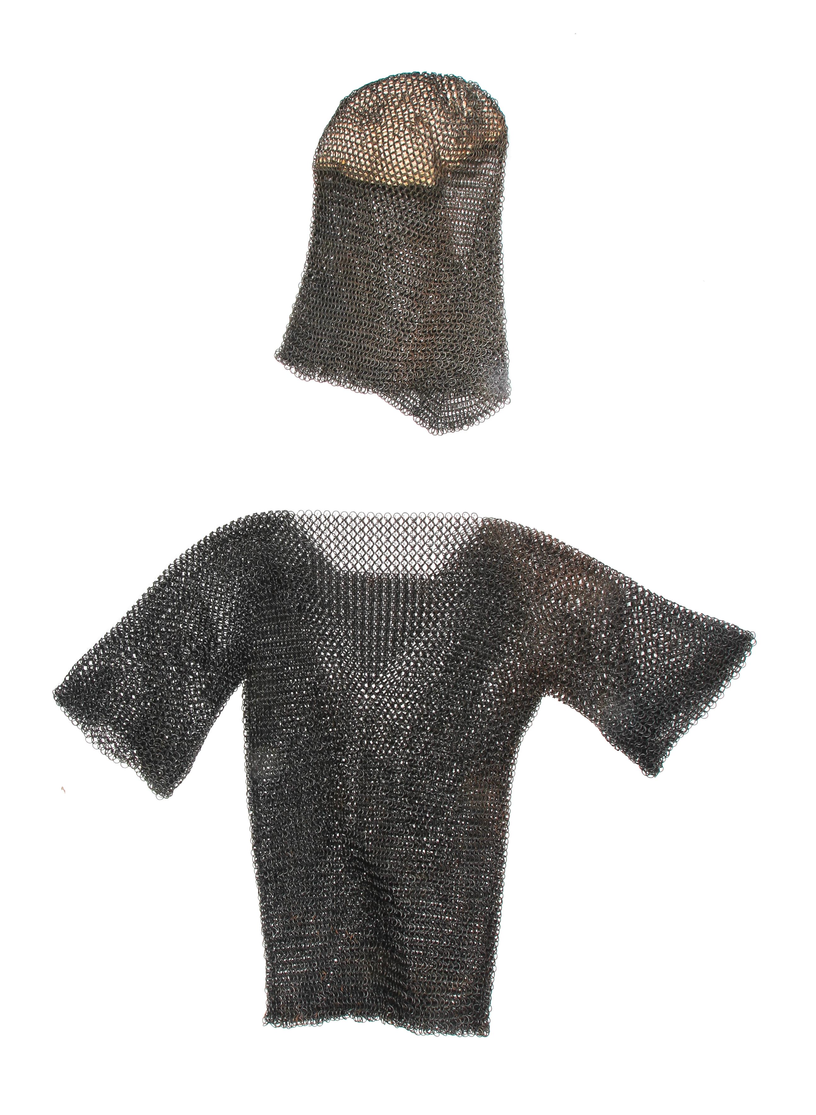 A 20th century coil head chain mail and chain mail vest for re-enactment