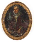 A 17th century style portrait of gentleman, oil on board.