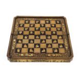 A 19th century Chinese Export lacquered folding games board.