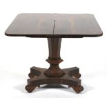 A William IV rosewood D-shaped folding tea table.