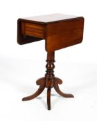 A Victorian mahogany small drop-leaf occasional table, With drawer,
