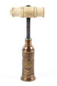 A 19th century bone handled J F Lee patent corkscrew.