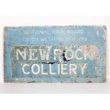 A vintage large New Rock Colliery painted metal advertising sign.